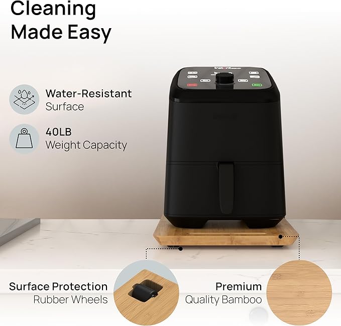 Ibyx Elegant Sliding Tray for Your Coffee Maker & Heavy Kitchen Appliances - Sturdy, Slides Easily from Under The Cabinet (Natural, 9.5”W x 14”D)