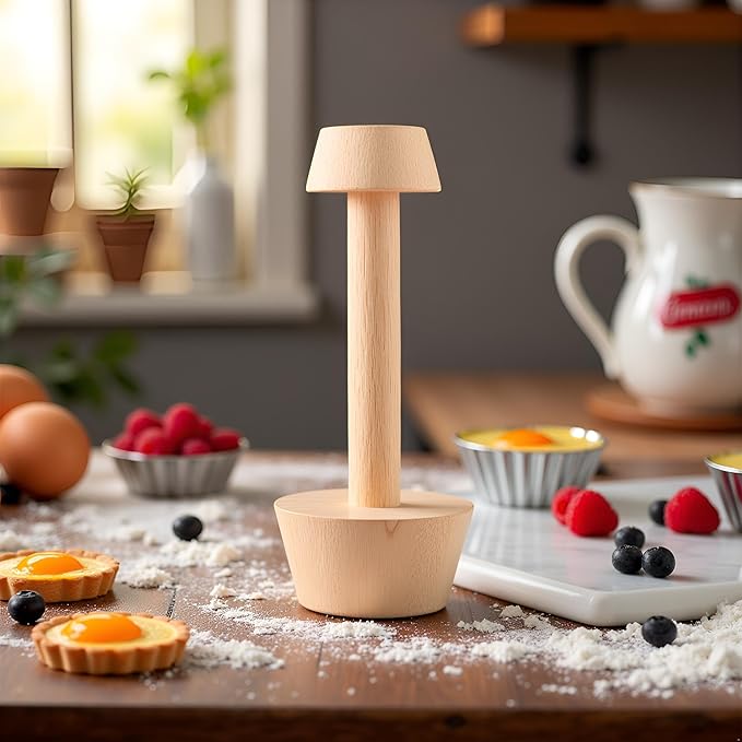 Htppzjr Tart Tamper Pastry Tamper Double Side Wooden Egg Tart Tamper Mold DIY Cake Pastry Pusher for Kitchen Party Baking Tools, Pie, Tart and Quiche Pans