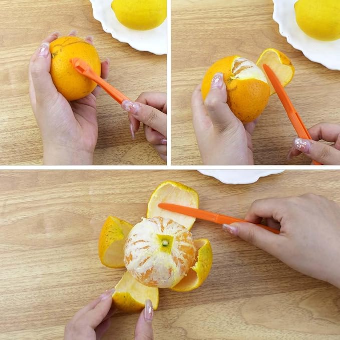 6 Pack Orange Peeler Tool Citrus Fruit Opener Kitchen Cutter Plastic Orange Peelers Tools Lemon Citrus Remover Easy Open Citrus Peel Cutter Vegetable Slicer Kitchen Accessories (Orange + Green)