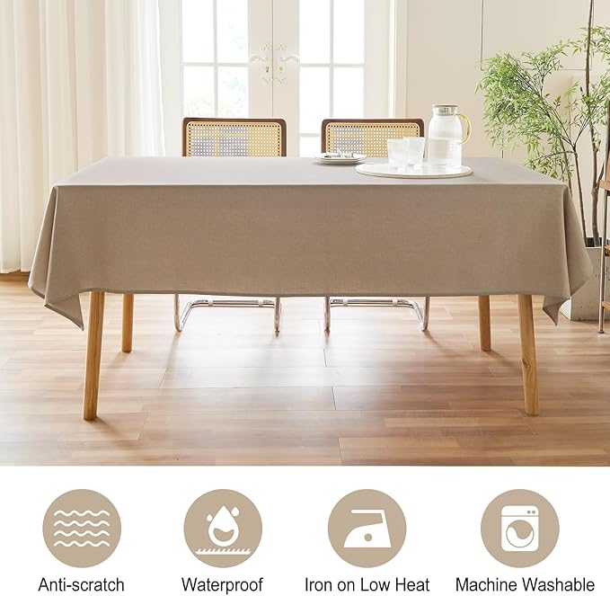 AUSSPVOCT 2 Pcs Textured Linen Table Cloth for Rectangle Table - 52x70 Inch Cloth Tablecloth Rectangular Waterproof Washable Fabric Dining Table Cover for Spring Wedding Party Kitchen Decor