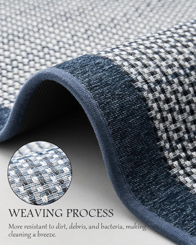 PADOOR Kitchen Mats for Floor, Kitchen Rugs Non Slip Washable, Rubber Backed Kitchen Runner Super Absorbent Kitchen Floor Mat Sink Rug, 20”x32” Blue