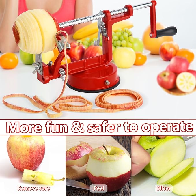 Apple Peeler and Core Remover, Stainless Steel Blade Apple Slicer, Fruit Cutting Machine, Convenient and Interesting Creative Kitchen Tool Gift,Comes with Replacement Blades