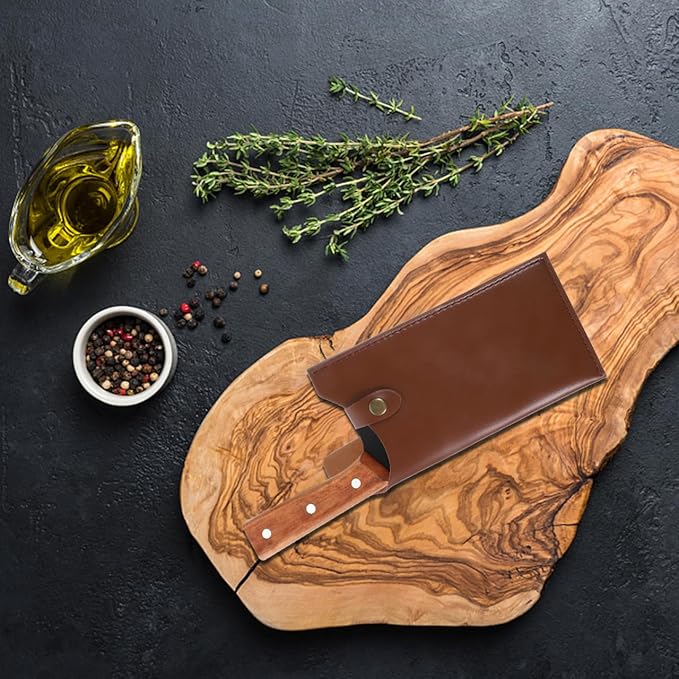 Cabilock Kitchen Knife Leather Cover Artificial Sheath Protective Case for Meat Cleavers Utility Knives Compact Carry Storage
