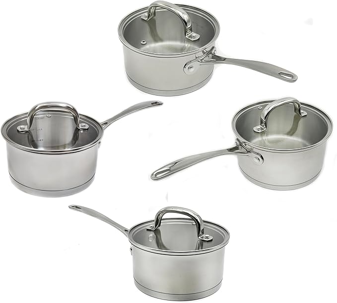 MAGGOPAN Stainless Steel Saucepans Impact Bonded Right Angles SS Saucepan 3.3QT 20cm