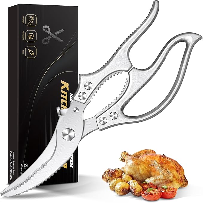 Poultry Shears – Kitchen Shears & Multipurpose Kitchen Scissors for Meat, Chicken, Fish & Vegetables, High Carbon Stainless Steel, Safety Lock, Dishwasher Safe