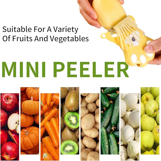 3-in-1 Fruit Vegetable Peeler for Kitchen, Foldable Julienne Slicer, 3 Sharp Stainless Steel Blades, Cute Cat Claw Potato Peelers, Easy Peeling & Shredding Tool for Carrot, Cucumber, Apple & Veggies