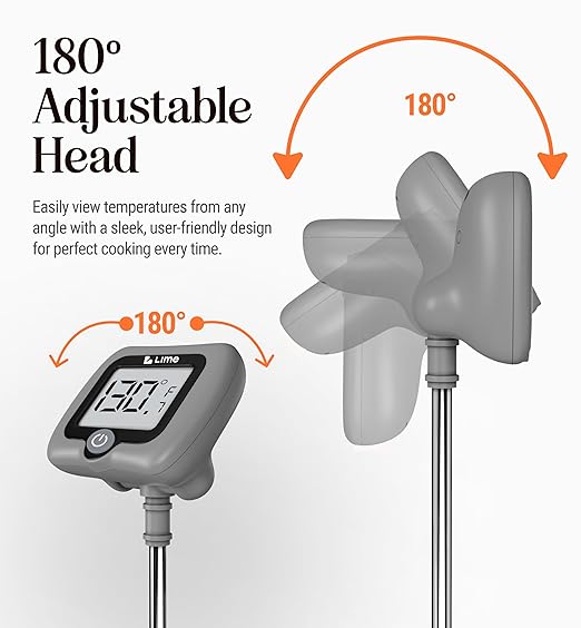 Digital Candy Thermometer with Pot Clip, 10" Long Stainless Steel Probe, Instant Read Kitchen Thermometer for Cooking, Baking, and Candy Making (Grey)