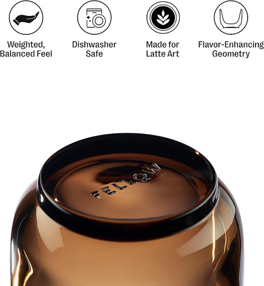 Fellow Pirch Espresso Shot Glass 3.5 oz Set of 2, Amber Artisanal Espresso Cups, Handcrafted Soda Lime Glass – Heat Retaining, Dishwasher & Microwave Safe for Latte Art & Coffee