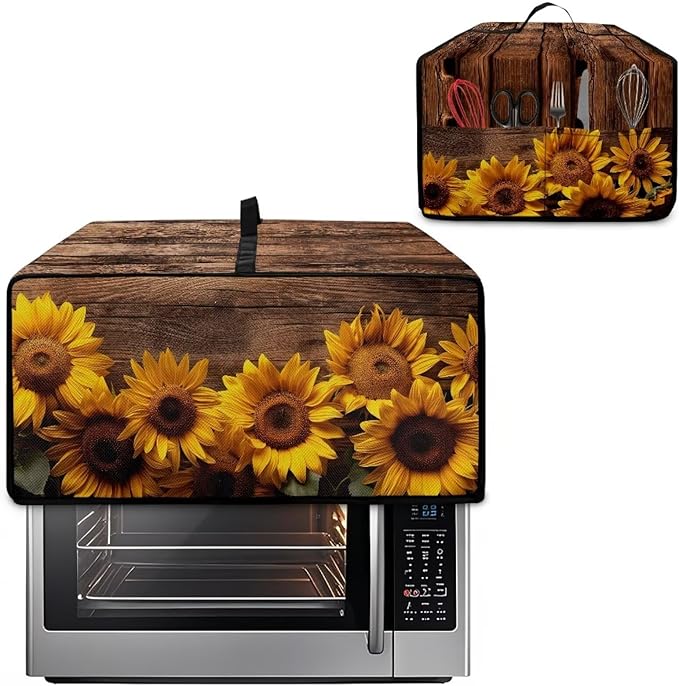 Doojoayie Sunflower Toaster Cover 6 Slice Kitchen Appliance Covers 19.7"x16"x 10" Small Appliance Dust Protector with Top Handle Easy to Storange