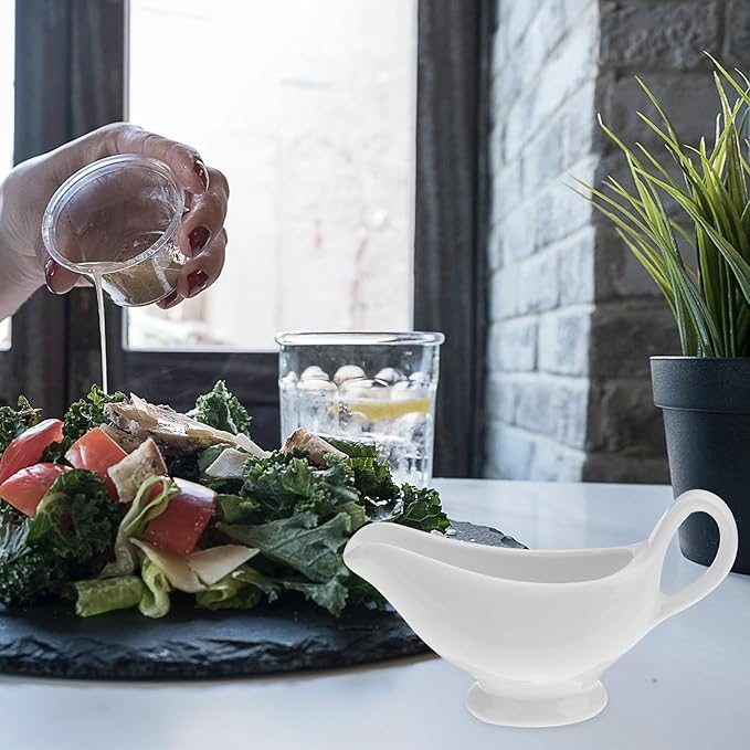 Zerodeko Sauce Pot Kettle Sauce Serving Bowls Dispensers Honey Server Small Side Dishes Dishes Tray Mini Appetizer Plates Side Seasoning Dish Gravy Boat Mini Fridge Lid Ceramics White