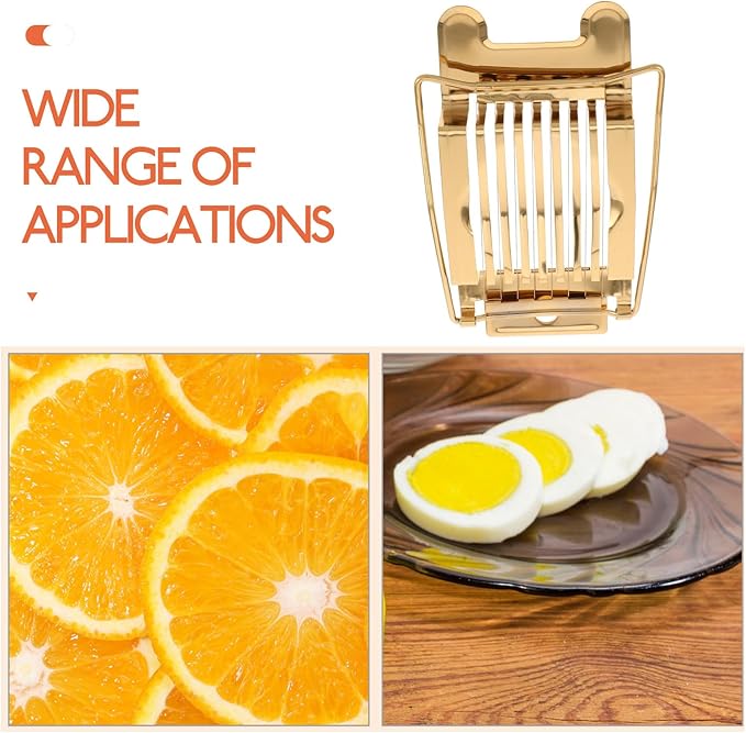Multifunction Stainless Steel Egg Cutter and Soft Fruit Slicer for Home Kitchen Hard Boiled Egg and Mushroom Wire Slicer with Gold Color