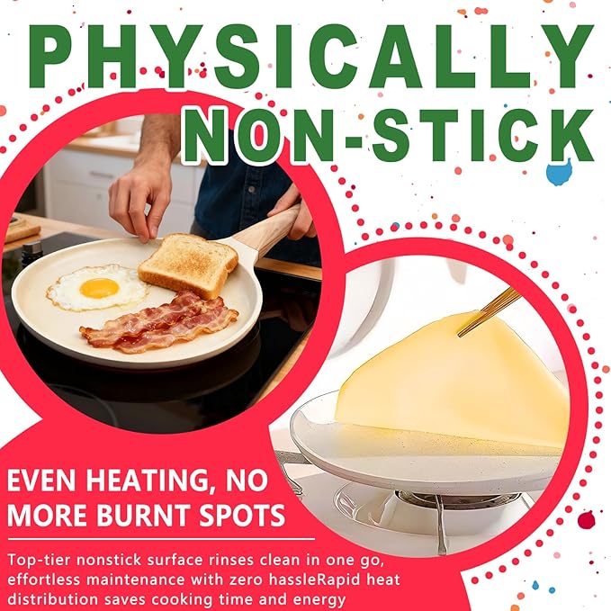 DOTUHAO Nonstick Crepe Pan Set, Kitchen Pancake Grill Pan, 8 Inch Granite Coating Flat Skillet Tawa Dosa Tortilla Pans, Pizza Pans, Fry-Pan Compatible with All Stovetops (8 Inch, White)