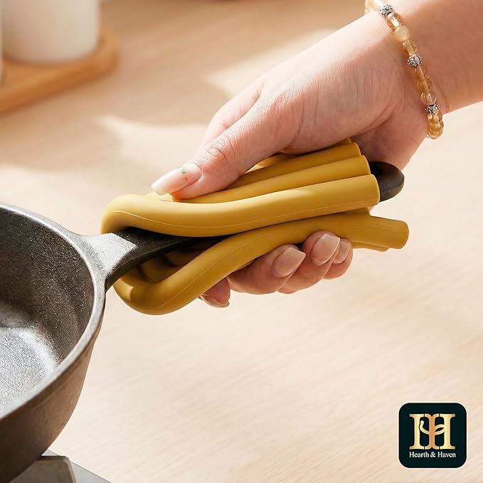 Silicone Trivets for Hot Dishes, Heat-Resistant, Non-Slip Pot Holders for Kitchen & Coasters Durable Hot Pads for Pots, Pans, Baking Dishes & Kitchen Appliances Set of 2 Honey Mustard