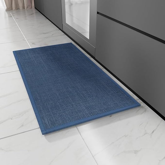 Kitchen Rug, Rubber Non Slip Kitchen Rugs Washable, Absorbent Runner Mat for Floor, Machine Washable Standing Mats for in Front of Sink, Door, Laundry, Entryway (Navy Blue, 30" × 17.3")