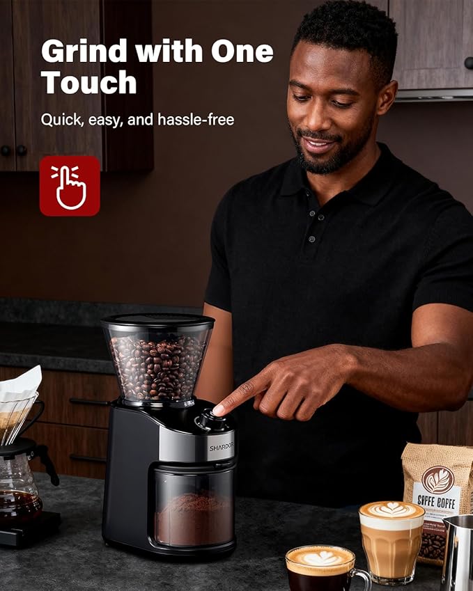 SHARDOR Burr Coffee Grinder Electric with 32 Grinding Sizes 3.0, Coffee Grinders for Home Use with 40 Seconds Adjustable Electronic Timer, Coffee Bean Grinder with Chamber Cleaning Button
