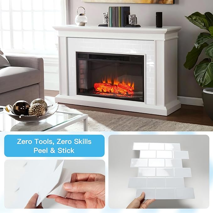 Art3d Peel and Stick Backsplash Tiles – 12"x12" White Washed Thicker Design, Self-Adhesive Wall Tile for Kitchen & Bathroom