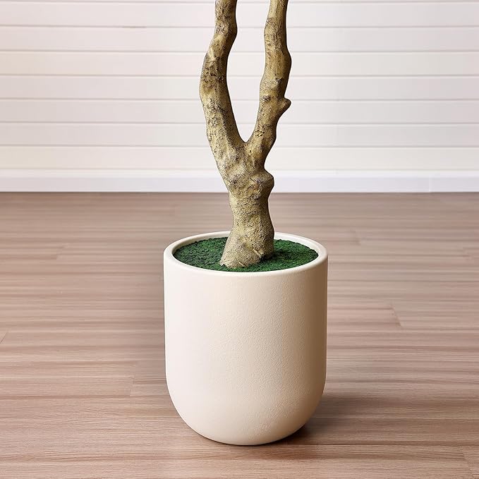 Artificial Olive Tree 8FT Tall, Faux Plants Indoor - Fake Plant with Lifelike Leaves,White Planter - Large Fake Olive Trees for Home Living Room Office Bedroom Floor Decor