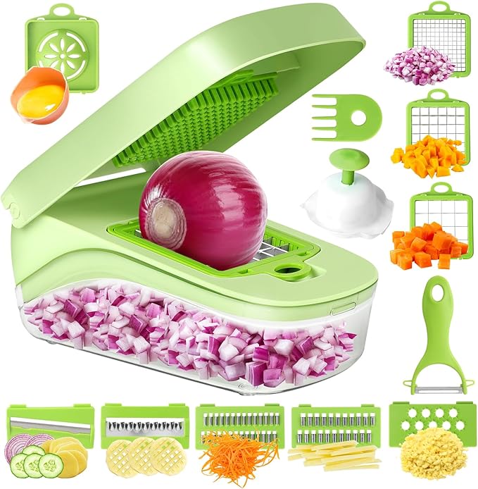 Pro-Series 17-in-1 Mandoline Slicer & Spiralizer, Veggie Chopper with Container for Onion Salad, Vegetable Slicer, Kitchen Gadgets, Food Processor, Vegetable Shredder with Container