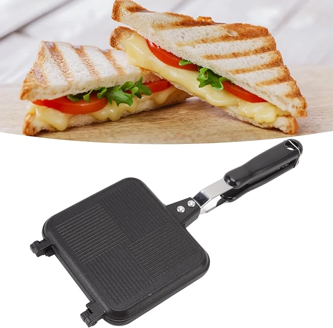 Sandwich Maker, Aluminum Sandwich Maker Pan for Stovetop Sandwich and Panini Maker Pan Non stick Grilled Cheese Maker with Long Handle Waffle Maker for Home Kitchen