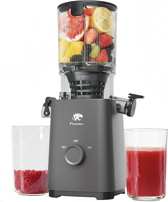 T33 Cold Press Juicer Machines, 5.3" Large Feed Chute Slow Masticating Juicer, Powerful AC Brushless Motor Fit Whole Fruits & Vegetable, 99% Juice Yield, Ultra Quiet, Easy Clean