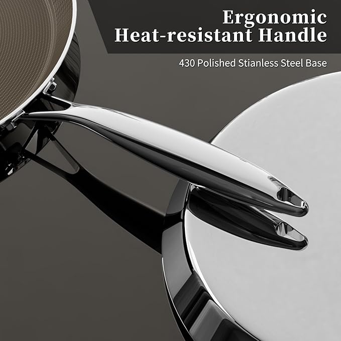 12 Inch Stainless Steel Crepe Pan - Titanium Ceramic Nonstick Crepe Pan, Stainless Steel Dosa Pancake Pan, Non Stick Flat Skillet Tawa Dosa Tortilla Griddle Pan, Induction Compatible, PFAS&PTFE Free