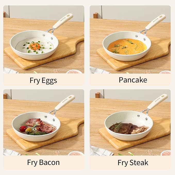MAXCOOK Egg Pan, 8 Inch Omelette Pan Nonstick Skillet,Small Non Stick Frying Egg Pan,Medical Stone Coating Cookware, Induction Skillet for Eggs, PFOA Free Cookware (20 cm)