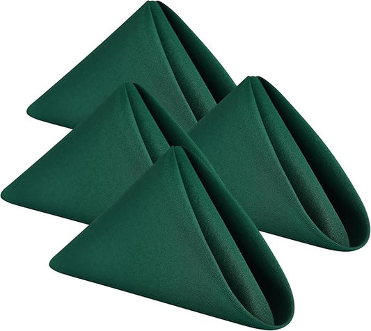 Wolkemer Set of 4 Hunter Green Cloth Napkins 17 x 17 Inches Solid Washable Polyester Dinner Napkins with Hemmed Edges for Dinners Parties Weddings Banquets Events Table Decoration