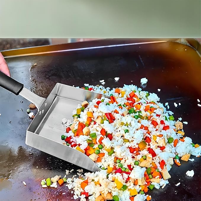 Large Griddle Scoop (2pcs) for Hibachi Type Cooking Stainless Steel Food Shovel for Scrambled Eggs and Fried Rice Grilling Food Mover for Flat Top Grill Accessories Smash Burger Spatula