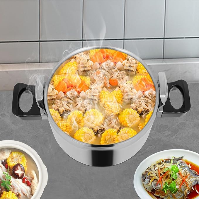 27.5 Quart Stainless Steel Pressure Cooker, 60Kpa Pressure Stewing Pot w/Alarm Device, Pressure Cooker Pot for Cooking, 3 Heavy Security Systems,Works on All Stovetops(Induction Compatible)