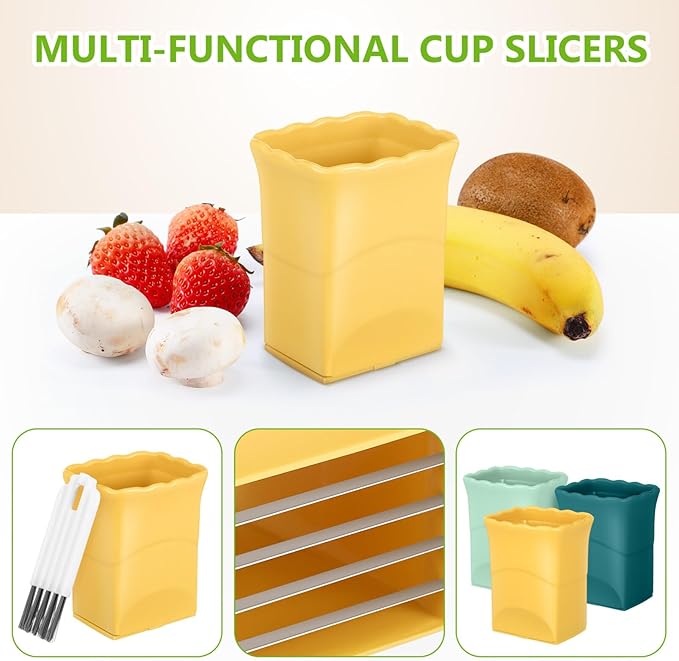 DECHOUS 3Pcs Fruit Slicer, Strawberry Cutter Slicer, Egg Slicers Cup Slicers for Fruits and Vegetables, Cutter Kitchen Gadget Quickly Making Vegetable Salad, with Cleaning Brush