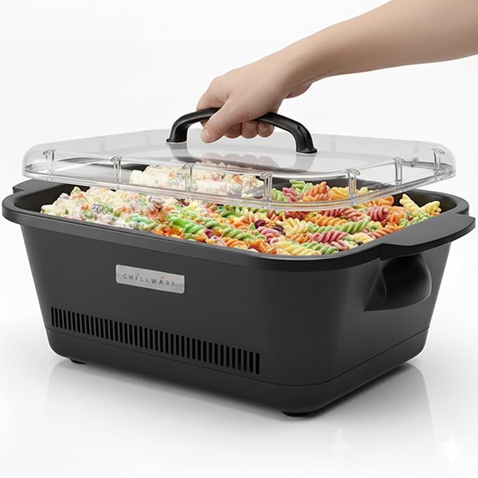 Chillware Electric Food Warmer & Cooler 5Qt, Portable Mini Crock Pot & Slow Cooker Alternative, Buffet Serving Dish for Cold (37°F) or Hot (160°F) Meals, Tailgating, Camping & Parties, Dishwasher Safe