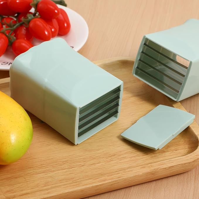 2Pcs Fruit Slicer Egg Slicer Strawberry Cutter Stainless Steel Slicing Tools for Egg Soft Fruits and Vegetables Green