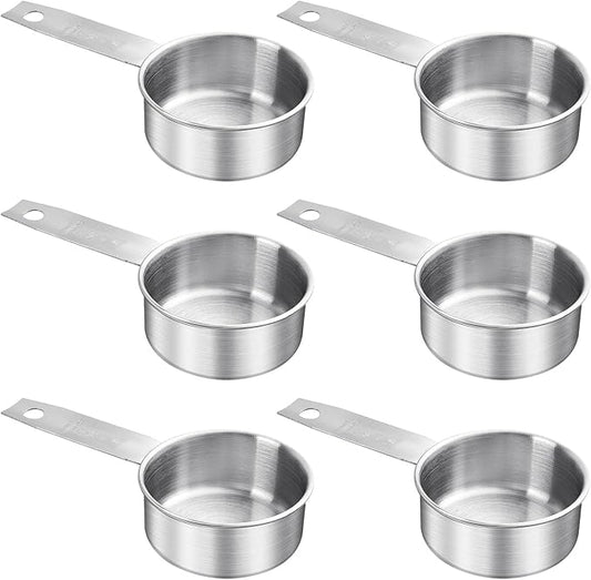Lainballow 6 pcs 1/3 Cup Measuring Cup, Stainless Steel Measuring Cups, 80 ml | 80 cc | 3 oz | Engraved Marking Single Measuring Scoops, Metal Measuring Cup for Kitchen Baking & Cooking