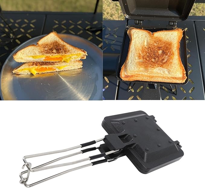 TOPINCN Hot Sandwich Maker, Aluminum Alloy Grilled Panini Maker Pan with Handle, Nonstick Detachable Double Sided Frying Pan for Stove Top, Sandwich Grill Press for Breakfast,