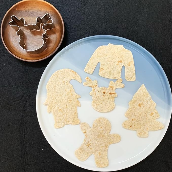New Large Christmas Onament Cookie Cutter Set-5 Pieces-Christmas Tree, Gnome, gingerbread man, Ugly Sweater and reindeer -Holiday Cookie Cutters Fondant Biscui Cutters