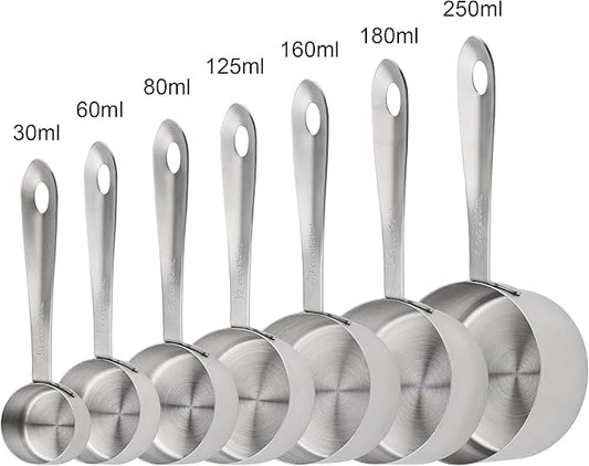 Measuring Cups and Spoons Set of 19, 7 Stainless Steel Stackable Measuring Cups, 9 Measuring Spoons, Metal Measuring Spoons and Cups for Dry or Wet Ingredients During Kitchen & Baking