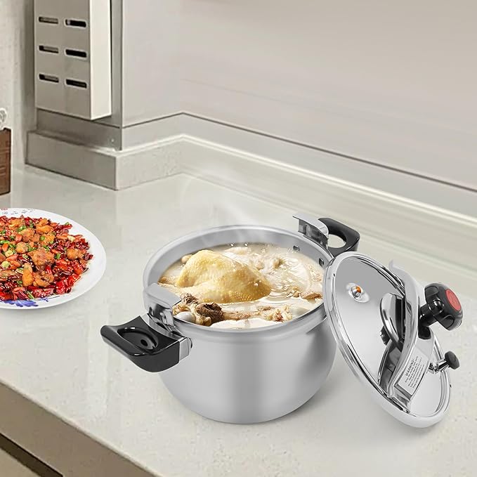Stainless Steel Pressure Cooker Large Capacity Cooktop Pressure Pot with Multiple Protection Functions for Home Restaurants Canteens, Multiple Stove Compatible (11.62 Qt)