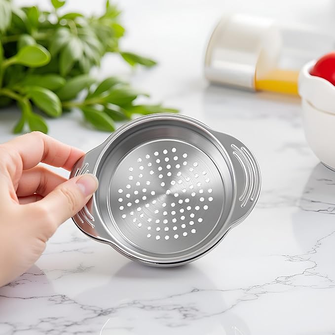 Silver Stainless Steel Food Can Strainer Sieve Metal Tuna Press Filter Canning Lid Colander Oil Drainer Kitchen Tools for Beans Vegetables