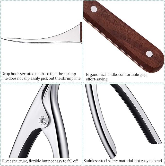 2 Sets Shrimp Deveiner Tool Stainless Steel Shrimp Peeler Portable Shrimp Cleaner Knife Prawn Shell Peeler for Kitchen Shrimp Peeling Tools