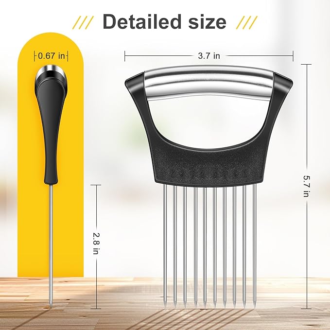 Premium Onion Slicer, Stainless Steel Onion Holder for Slicing Onion, Kiwifruit, Tomatoes, Avocados, Eggs, Lemon, Meat, Third Generation Onion Cutter