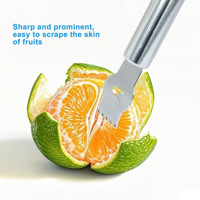 2Pcs Lemon Peeler Tool and 2Pcs Orange Rind Peeler Tool, Stainless Steel Bar Lemon Zest Peeler with Channel Knife, Lemon Grater Zester for Cocktail, Kitchen