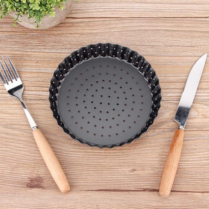 Agatige Pizza Pan with Holes for Oven, Non-stick Bakeware Pizza Tray Black Pizza Pan with Removable Bottom for Make Kinds of Pizzas or Pies (5 in)