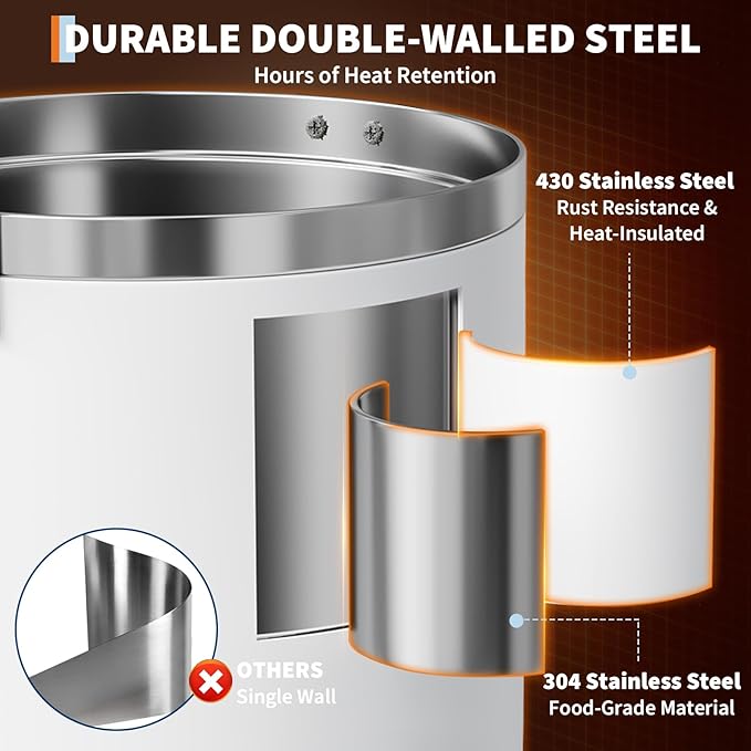 GarveeTech Commercial Coffee Urn - Double Wall Stainless Steel Hot Beverage & Water Dispenser, Fast Brewing with Drip-Free Spigot for Catering, Weddings, Offices, Parties, Buffet - 12L