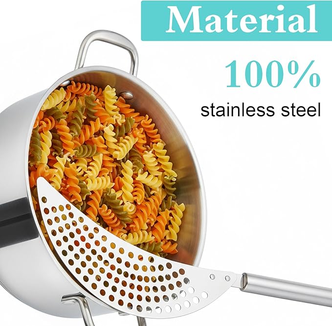 Pot Strainer with Handle, Stainless Steel Pasta and Vegetable Strainer Insert for Kitchen Pots Pans, Fits Most Sizes (13.39x4.33in)