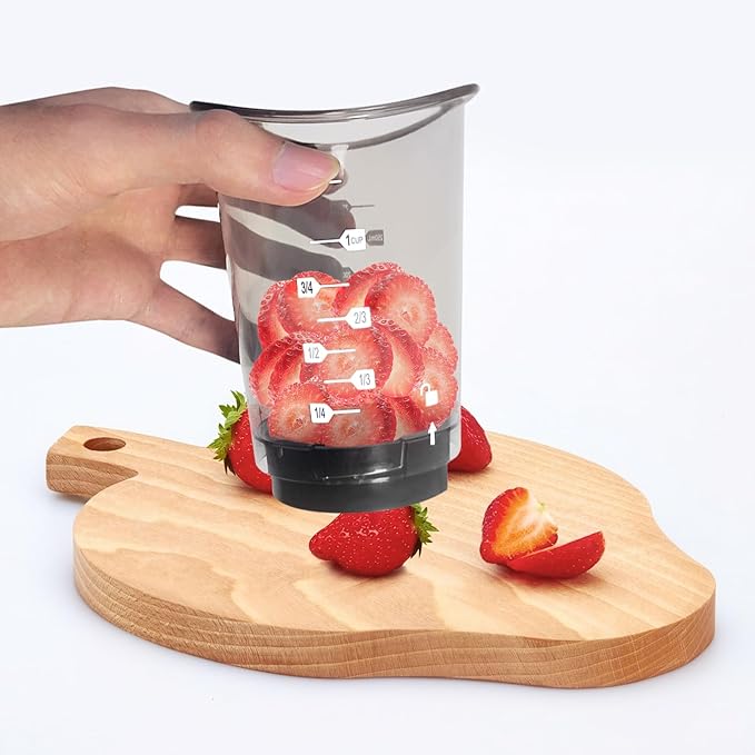 Slicer Cup | Strawberry Slicer | Egg Slicer | Compact Vegetable Chopper, Quick & Easy Manual Fruit Chopping Processor Kitchen Gadget with Slicing & Dicing Blades