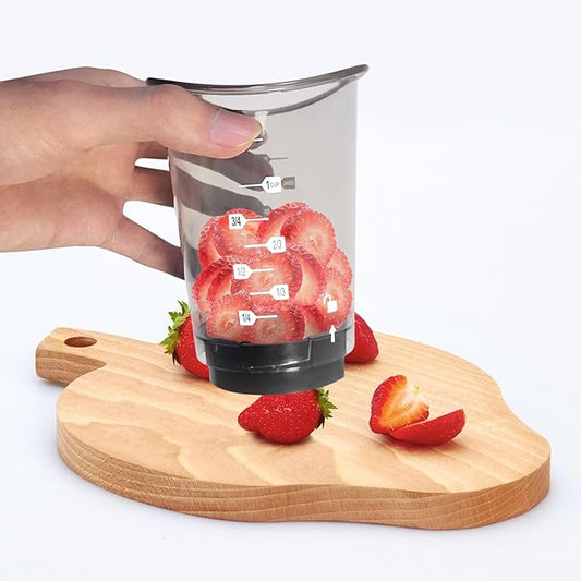 Slicer Cup | Strawberry Slicer | Egg Slicer | Compact Vegetable Chopper, Quick & Easy Manual Fruit Chopping Processor Kitchen Gadget with Slicing & Dicing Blades