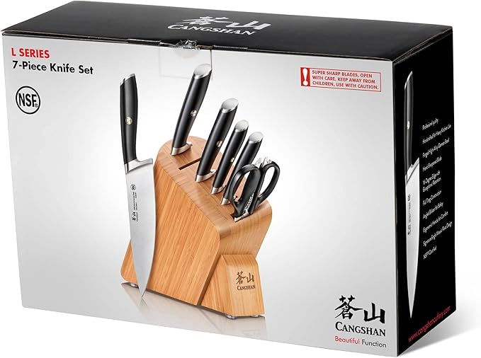 Cangshan L Series 7-Piece Knife Block Set, Forged German Steel, 1026603
