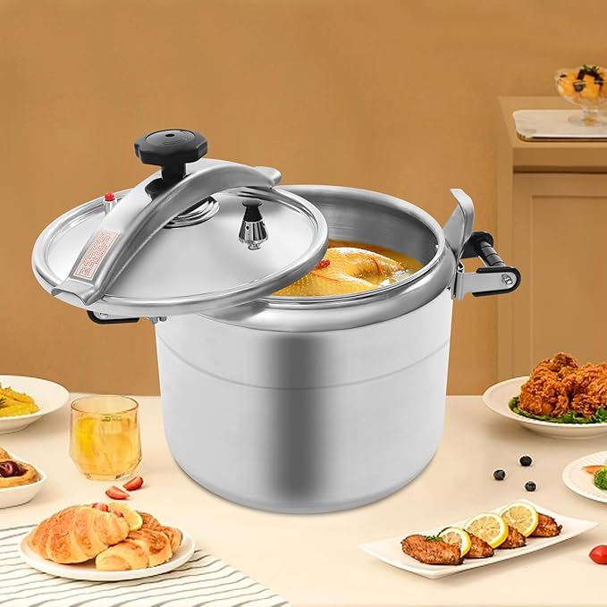 Bokknppo Aluminum Pressure Cooker 70Kpa Pressure Canner Stovetop Pressure Pots Explosion-proof Compound Bottom Cookware with Pressure Limiting Valve for Gas Stove Induction Cooker (30L)