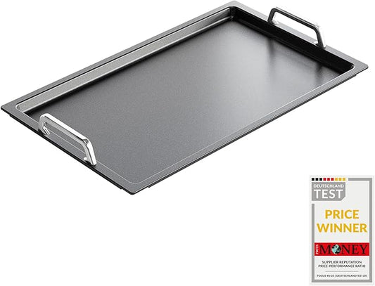 AMT Gastroguss The "World´S [.]" Professional Grill Plate, 53 x 33 cm, 2 cm deep, Stainless Steel Handles, die-cast Aluminium, Non-Induction, Lotan® Non-Stick Coating, AMZN-25333-G-US