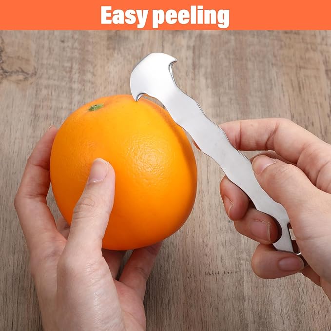 Orange Peeler Tool, 304 Stainless Steel Citrus Peeler for Oranges, Grapefruits & Lemons, Ergonomic Safe Cutter & Slicer, Easy Peel Skin Remover, Kitchen Fruit Peeling Tool